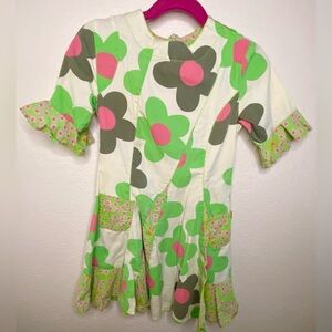 Oilily girls 100% cotton dress with Green and Pink floral pattern size 6y